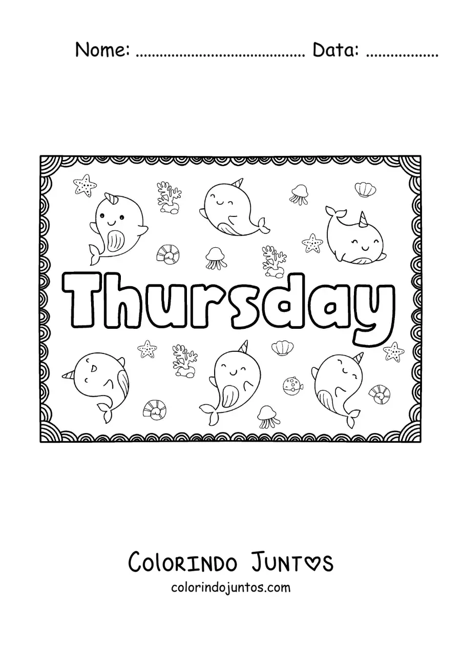 Desenho para colorir de cartaz de thursday com desenhos animados