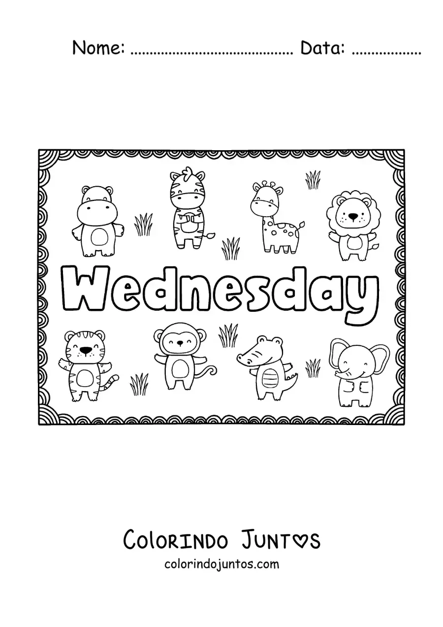 Desenho para colorir de cartaz de wednesday com desenhos animados