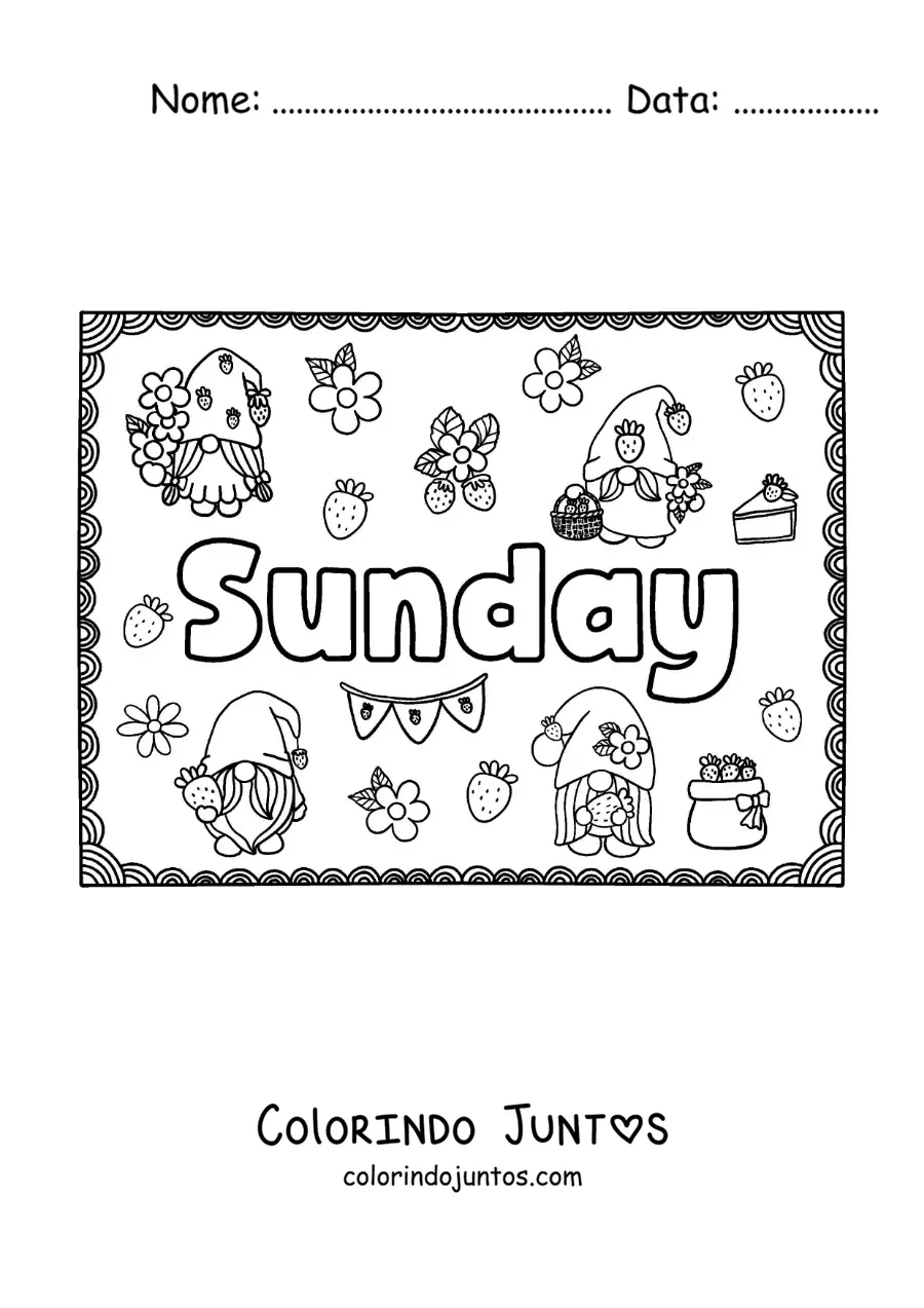 Desenho para colorir de cartaz de sunday com desenhos animados