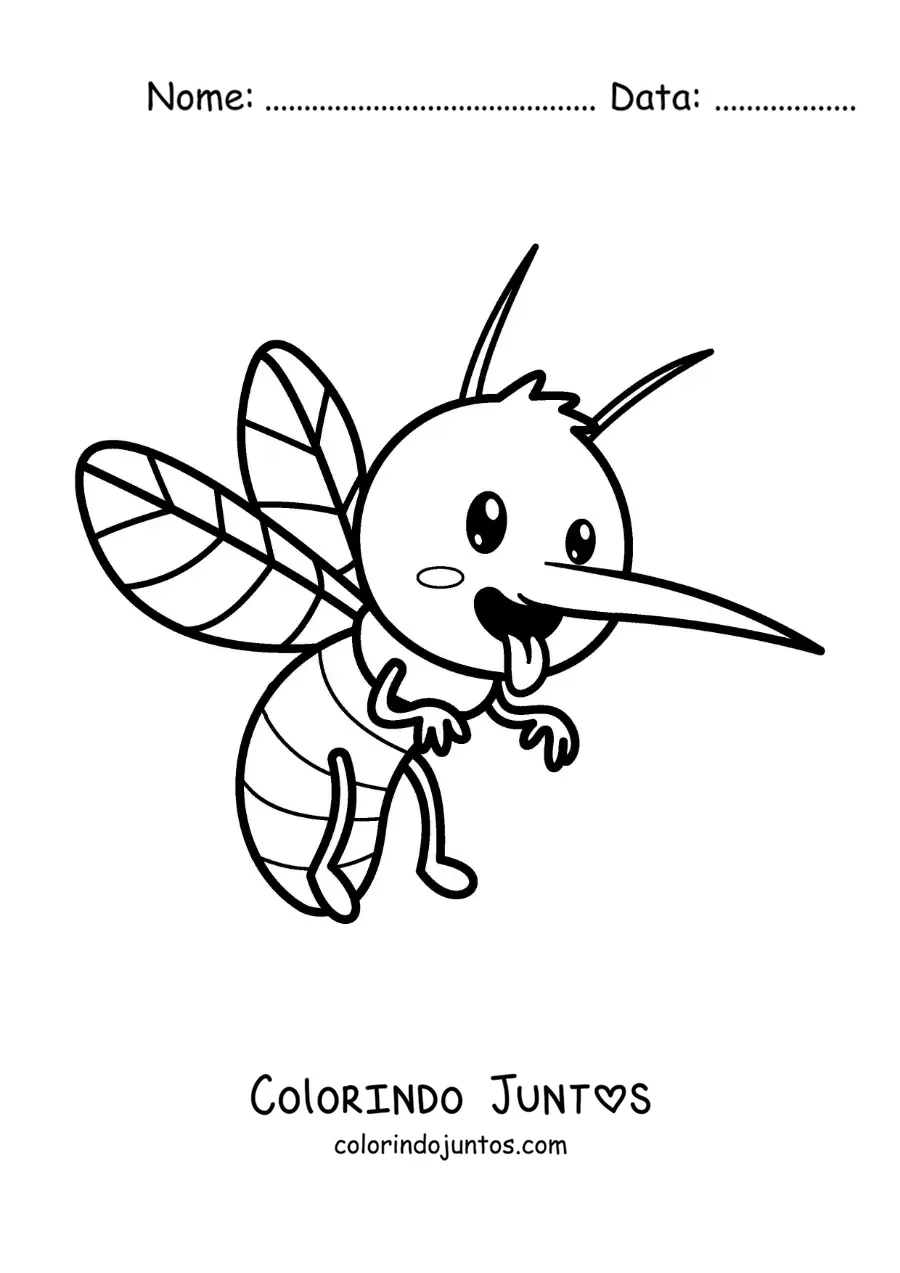 Desenho para colorir de um mosquito da dengue animado