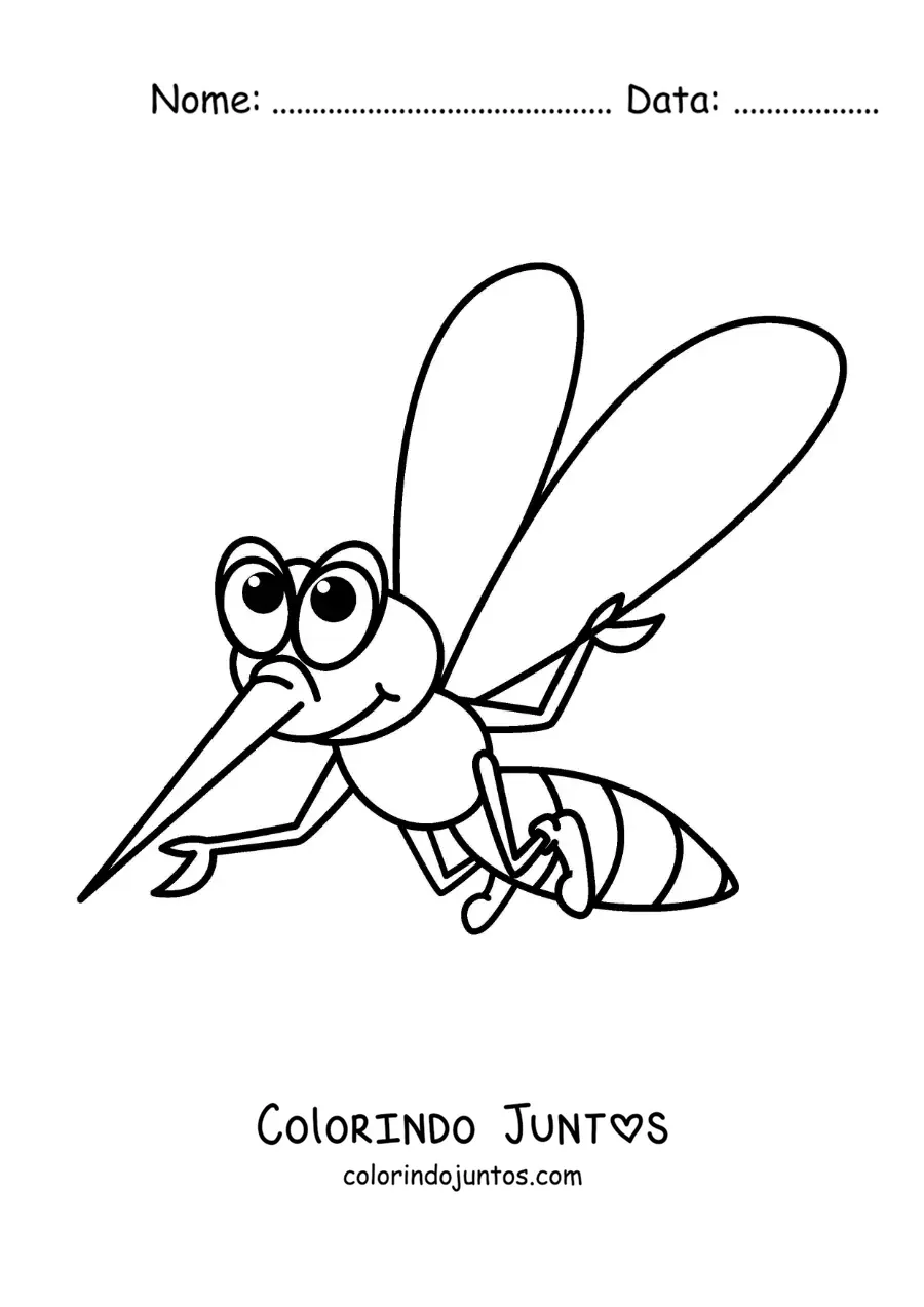 Desenho para colorir de um pernilongo em desenho animado