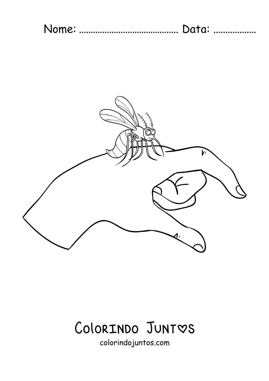 Desenho para colorir de picada do mosquito Aedes aegypti