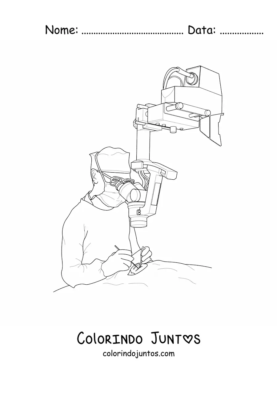 Desenho para colorir de um medico cirurgiao operando