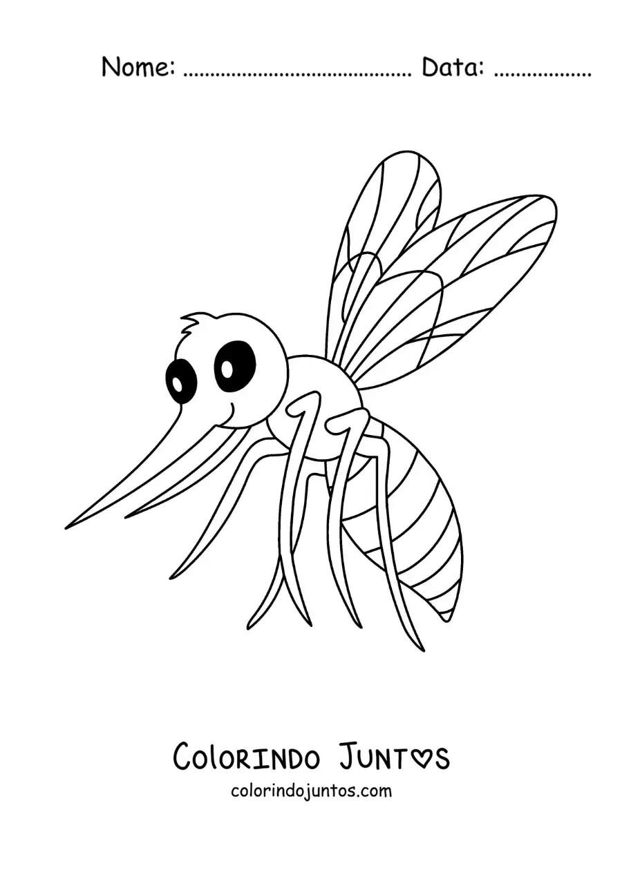 Desenho para colorir de um mosquito animado