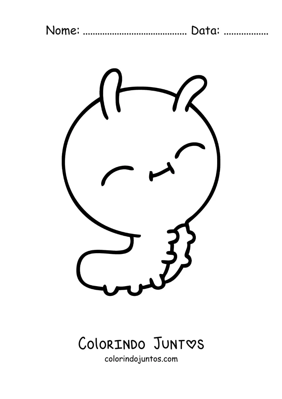 Desenho para colorir de uma lagarta kawaii
