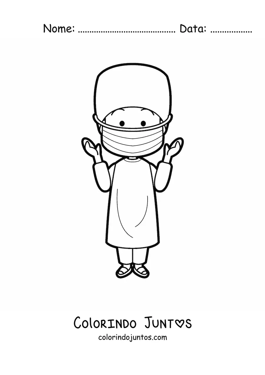 Desenho para colorir de um medico cirurgiao animado