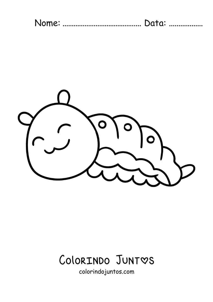 Desenho para colorir de uma lagarta sorridente