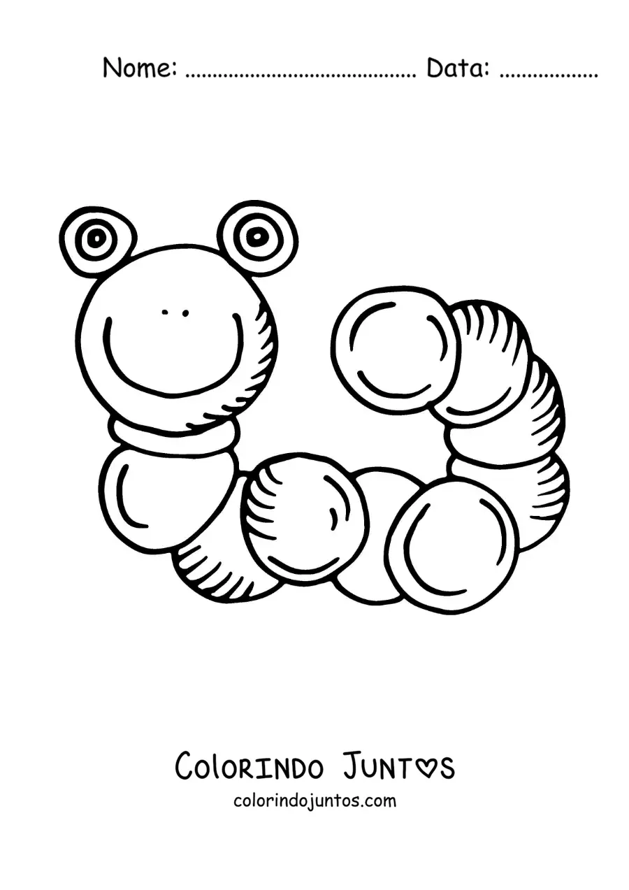 Desenho para colorir de uma lagarta infantil