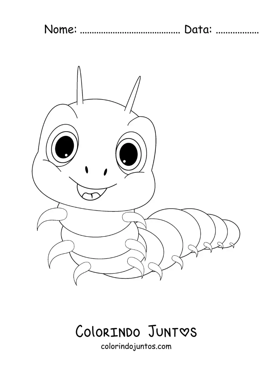 Desenho para colorir de uma lagarta animada