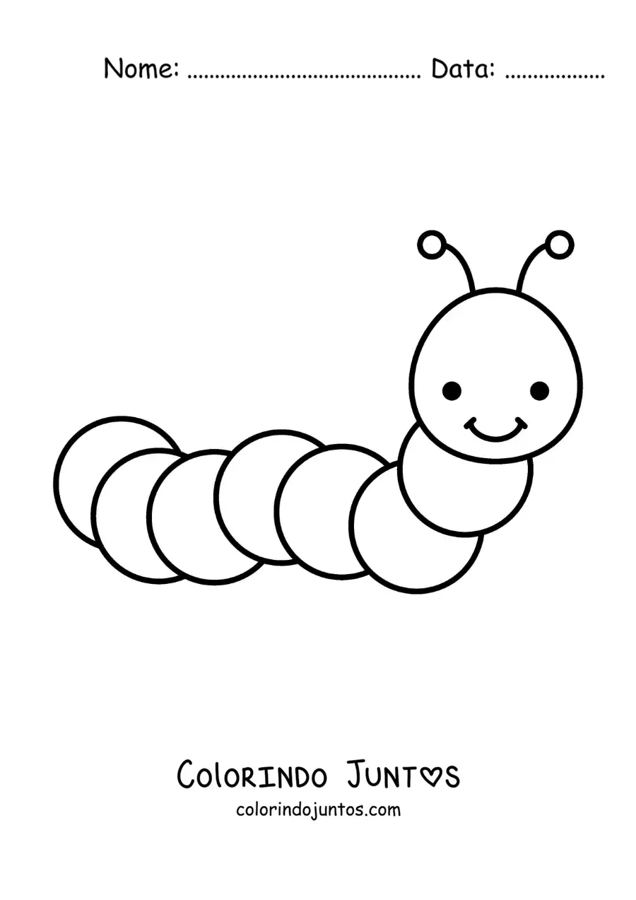 Desenho para colorir de uma lagarta infantil fácil