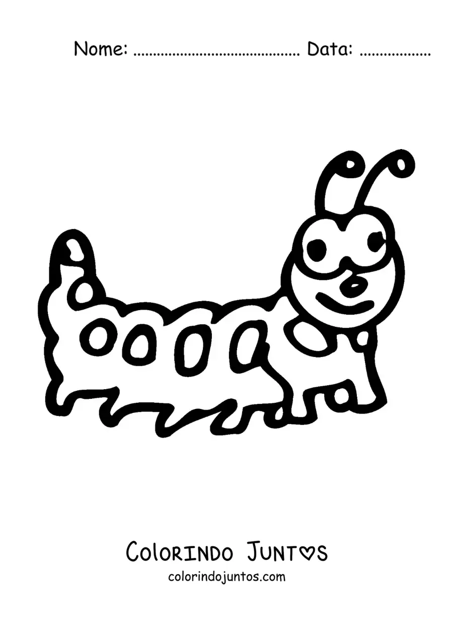 Desenho para colorir de uma lagarta em desenho animado