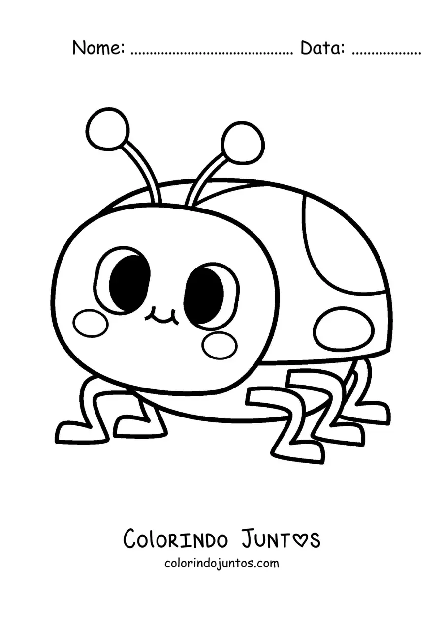 Desenho para colorir de uma joaninha animada kawaii