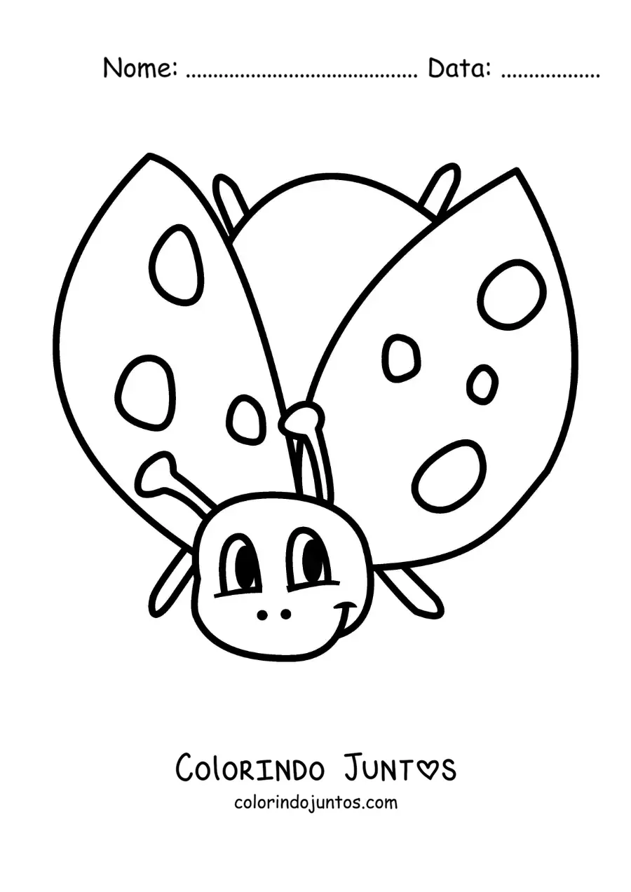Desenho para colorir de uma joaninha animada voando