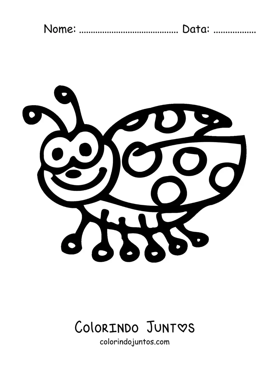 Desenho para colorir de uma joaninha infantil