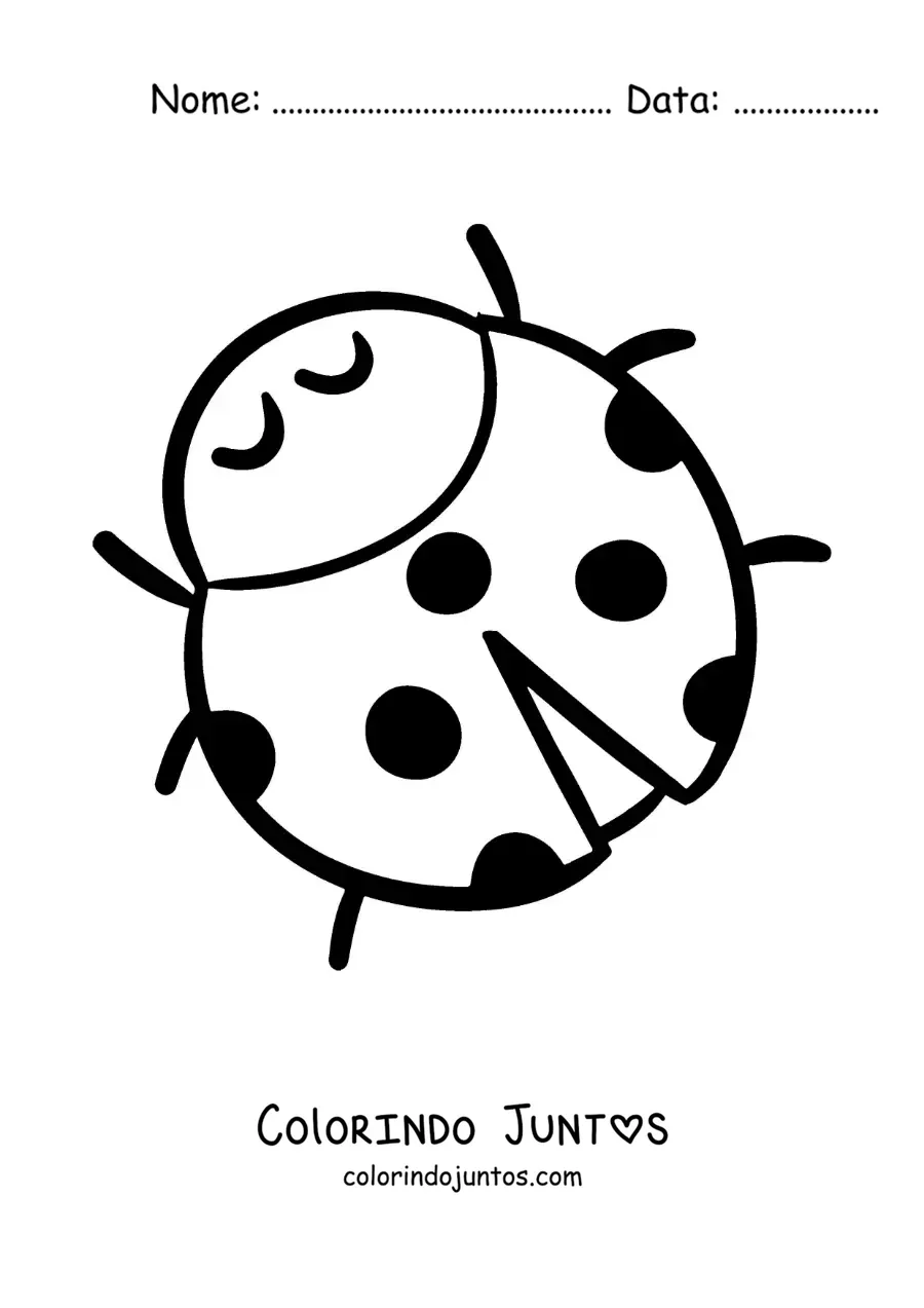 Desenho para colorir de uma joaninha animada grande fácil