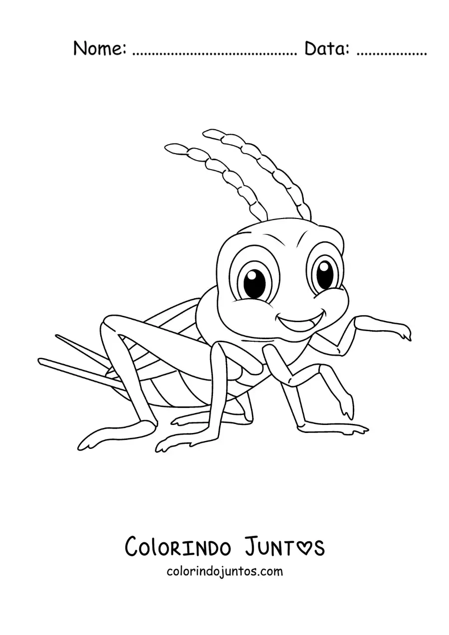Desenho para colorir de um grilo animado