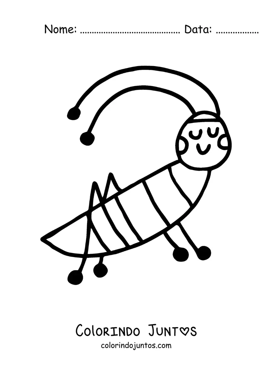 Desenho para colorir de um grilo animado fácil
