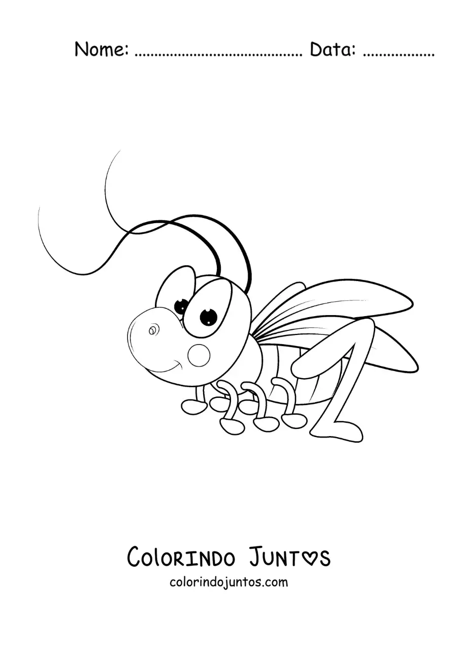 Desenho para colorir de um gafanhoto animado