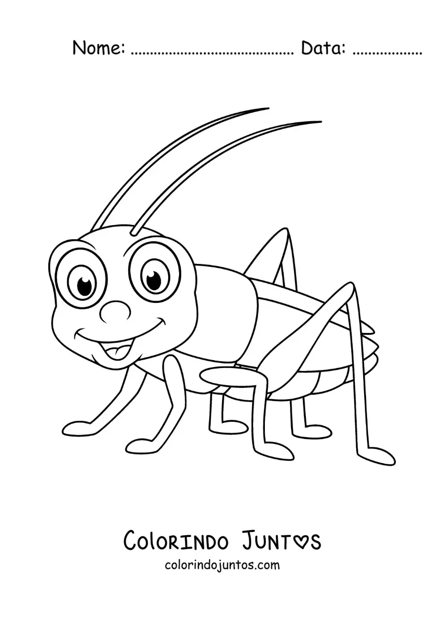 Desenho para colorir de um grilo em desenho animado