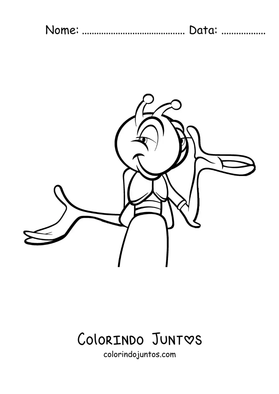 Desenho para colorir de um grilo animado em desenho animado