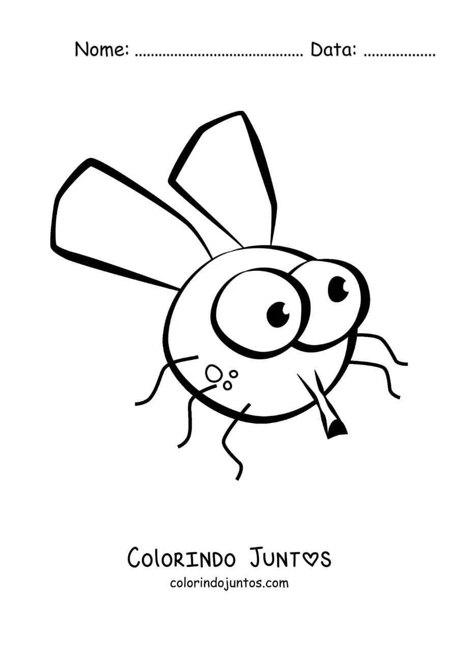 Desenho para colorir de uma mosca engraçada fácil