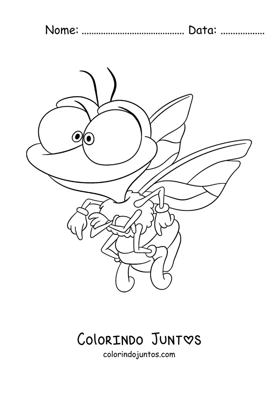 Desenho para colorir de uma mosca doméstica em desenho animado