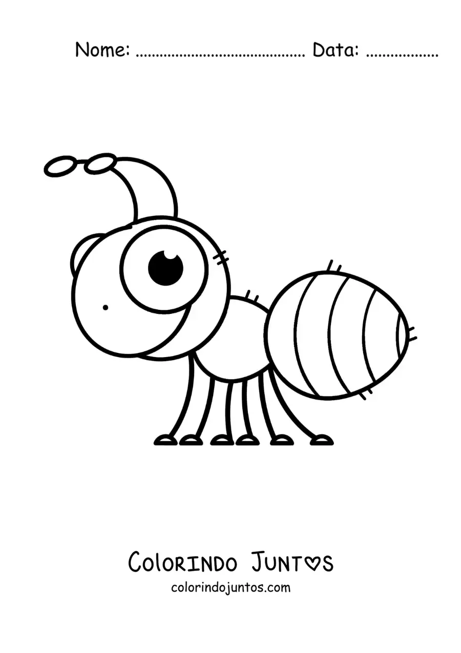 Desenho para colorir de uma formiga kawaii grande