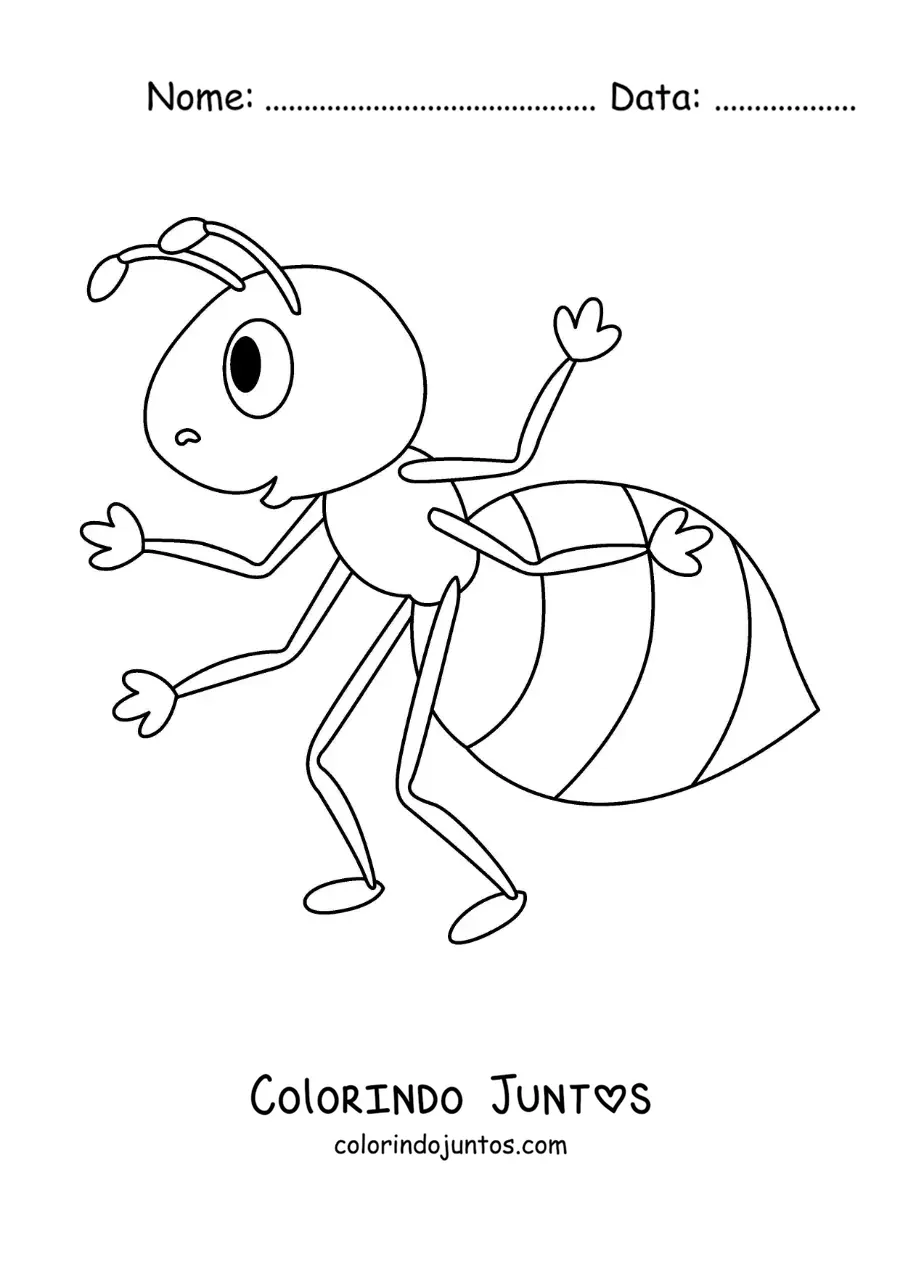 Desenho para colorir de uma formiga animada engraçada
