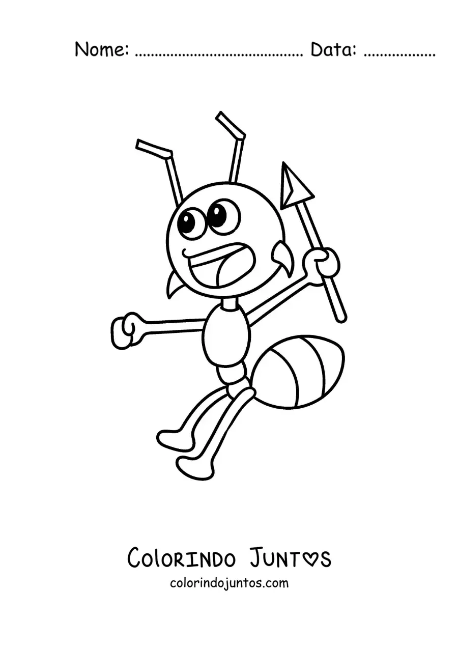 Desenho para colorir de uma formiga guerreira animada