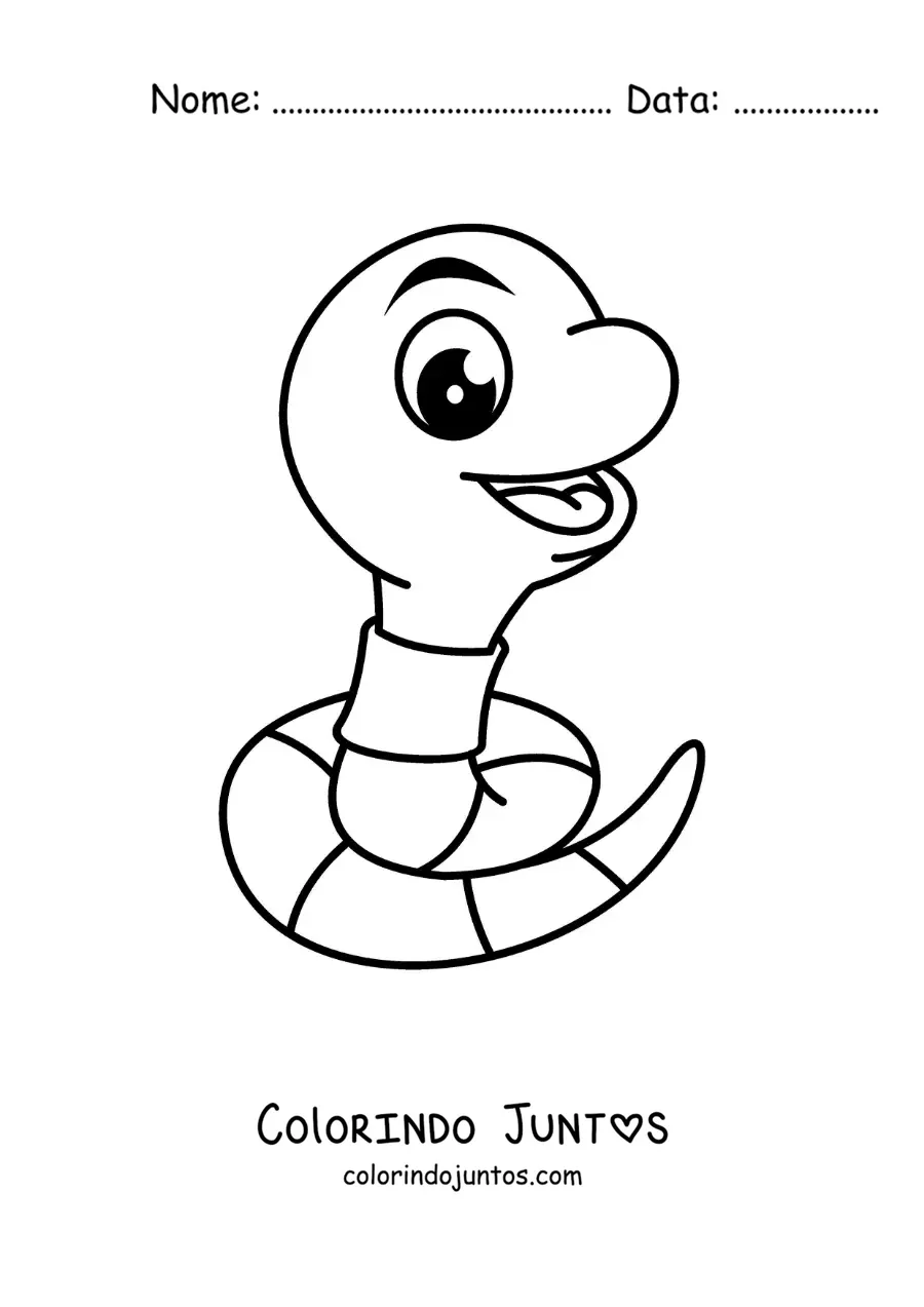 Desenho para colorir de minhoca animada grande