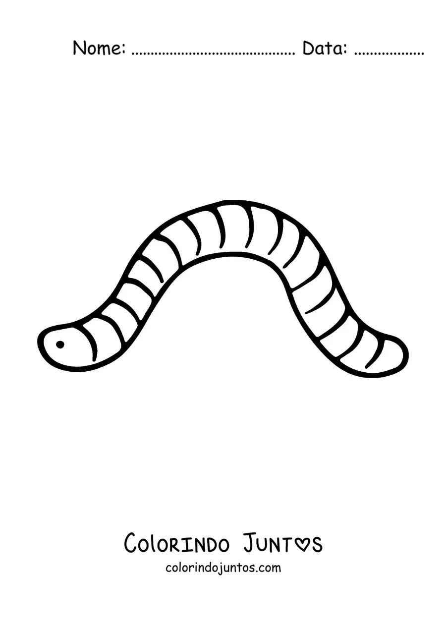 Desenho para colorir de minhoca fácil