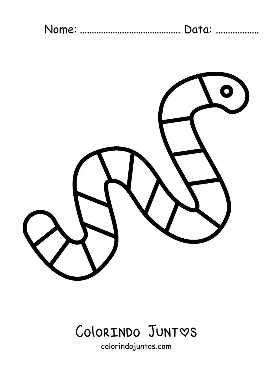 Desenho para colorir de uma minhoca fácil grande