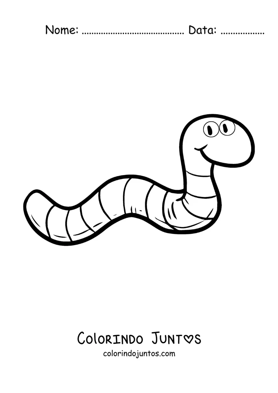 Desenho para colorir de minhoca grande engraçada animada