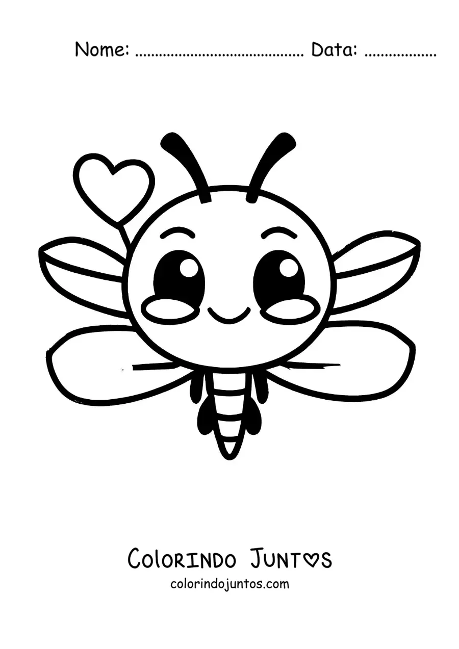 Desenho para colorir de libélula animada kawaii infantil