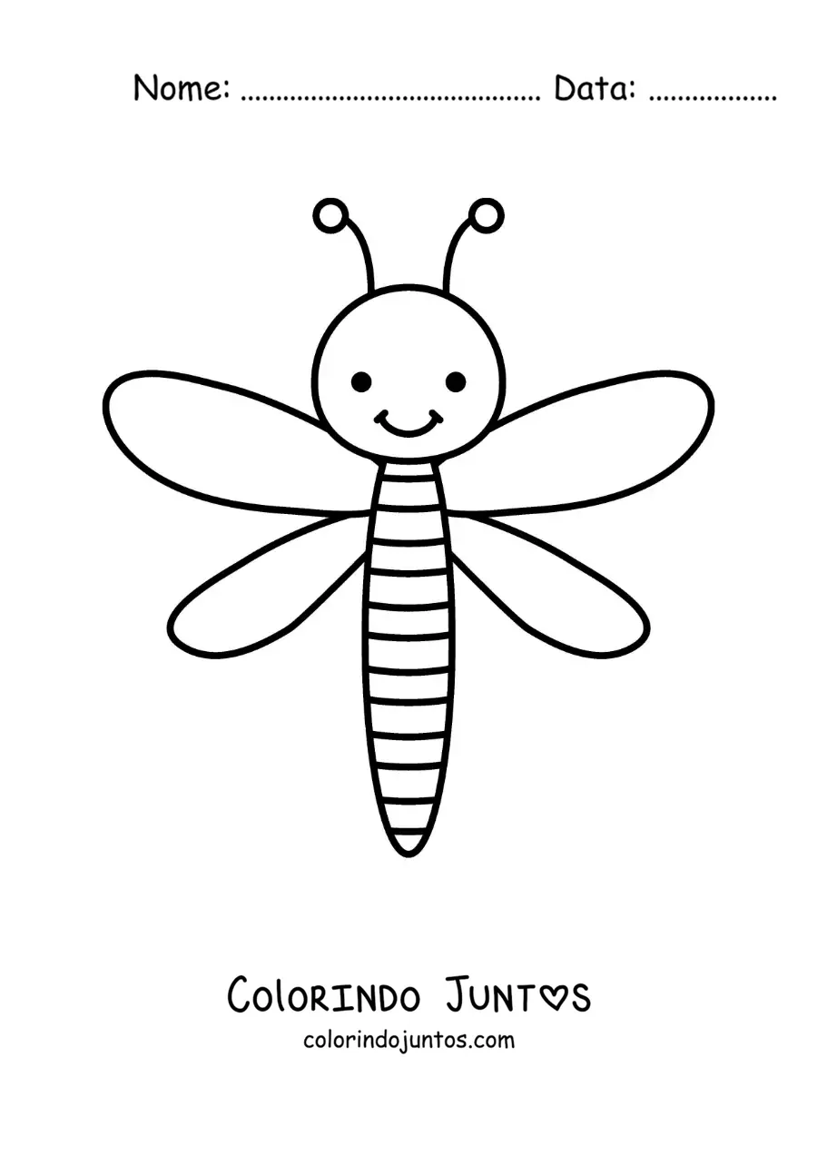 Desenho para colorir de uma libélula infantil animada