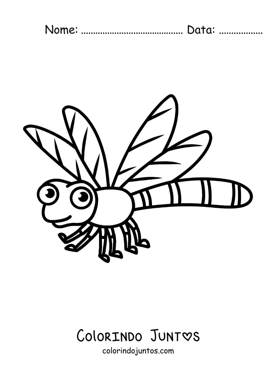 Desenho para colorir de desenho de uma libélula animada