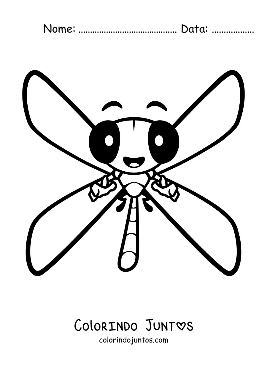 Desenho para colorir de libélula animada grande