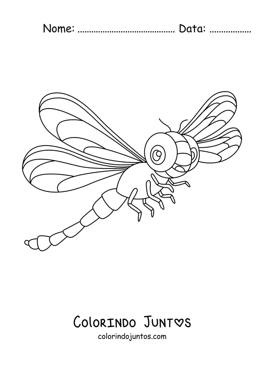 Desenho para colorir de libélula animada