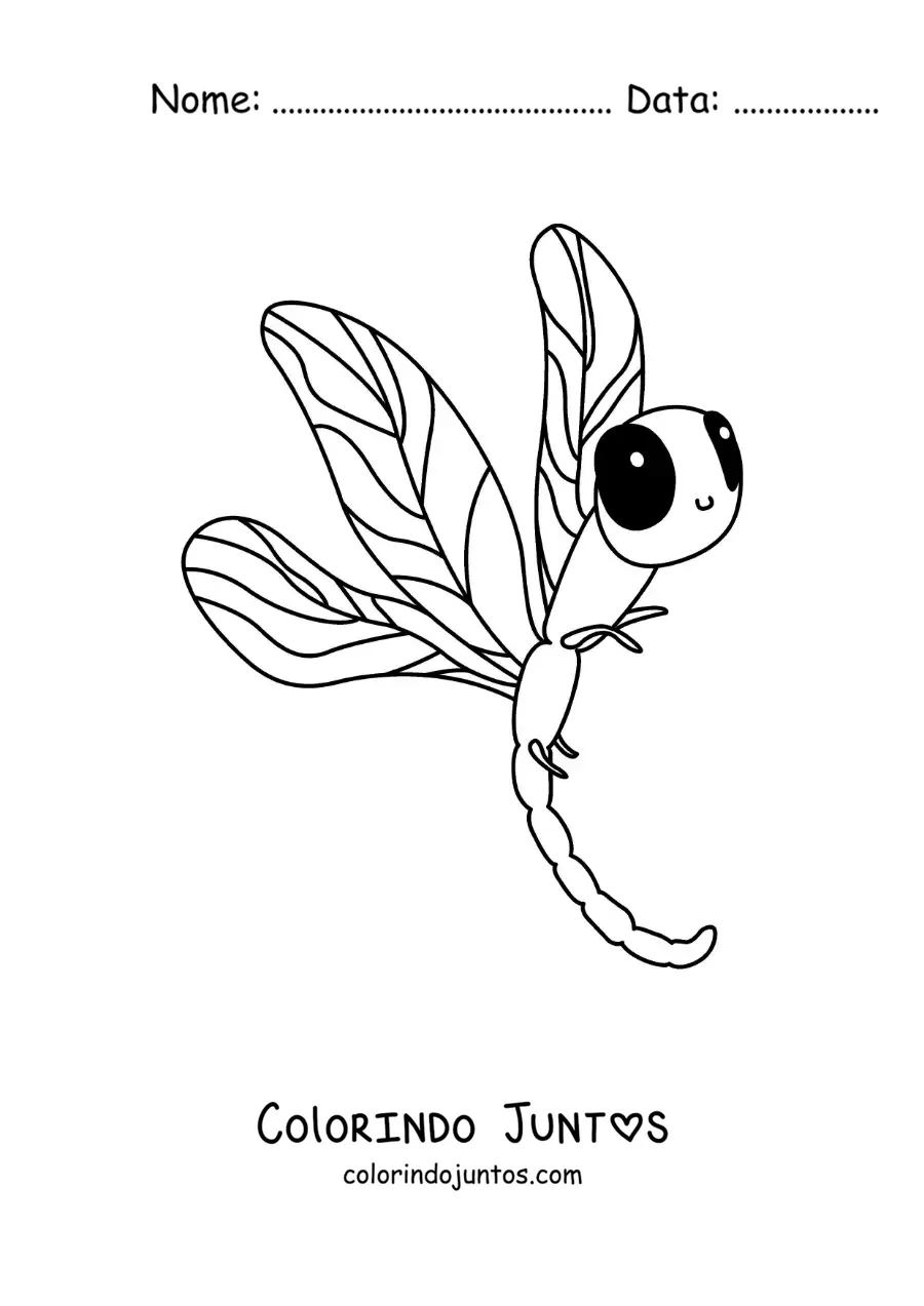 Desenho para colorir de libélula animada infantil