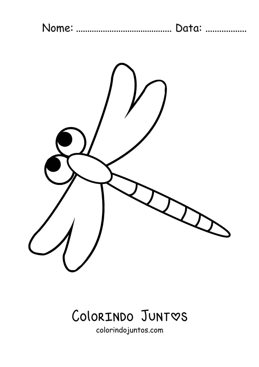 Desenho para colorir de libélula fácil