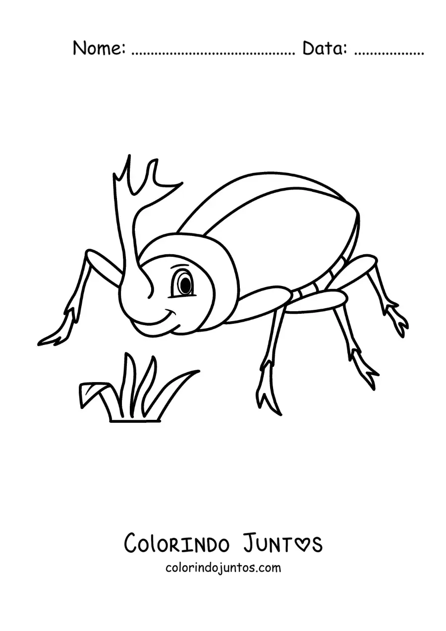 Desenho para colorir de besouro-rinoceronte animado