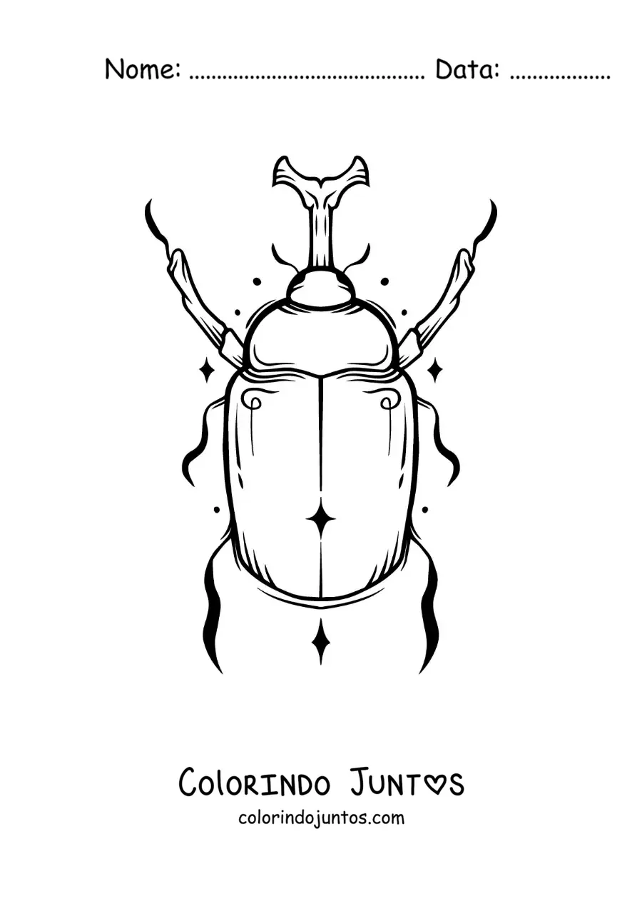Desenho para colorir de besouro rinoceronte realista