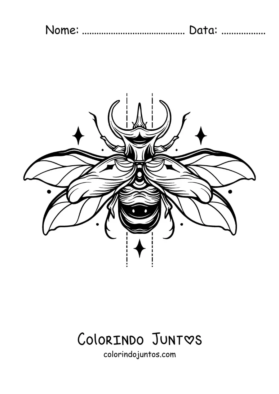 Desenho para colorir de besouro voando