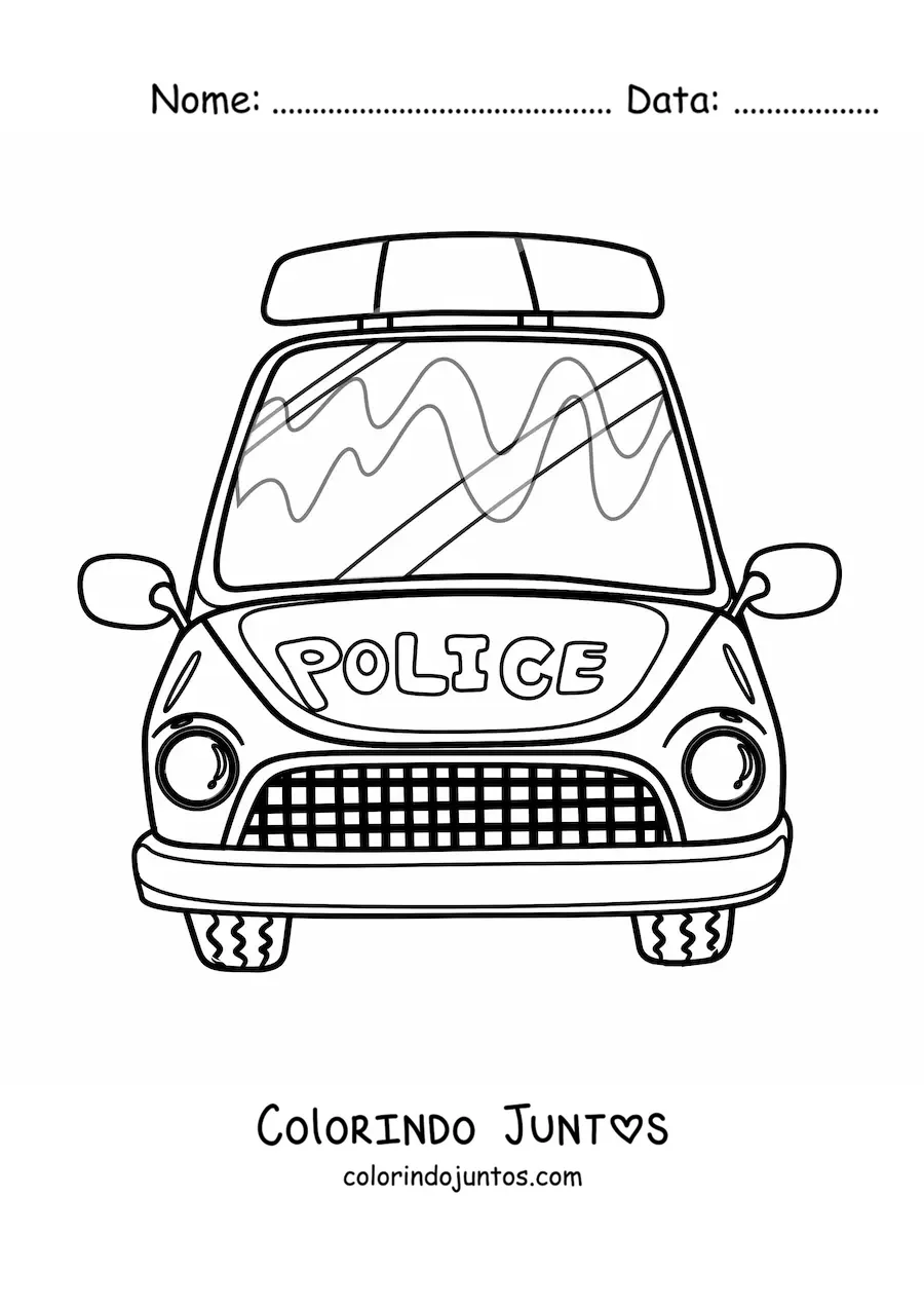Desenho para colorir de uma viatura policial