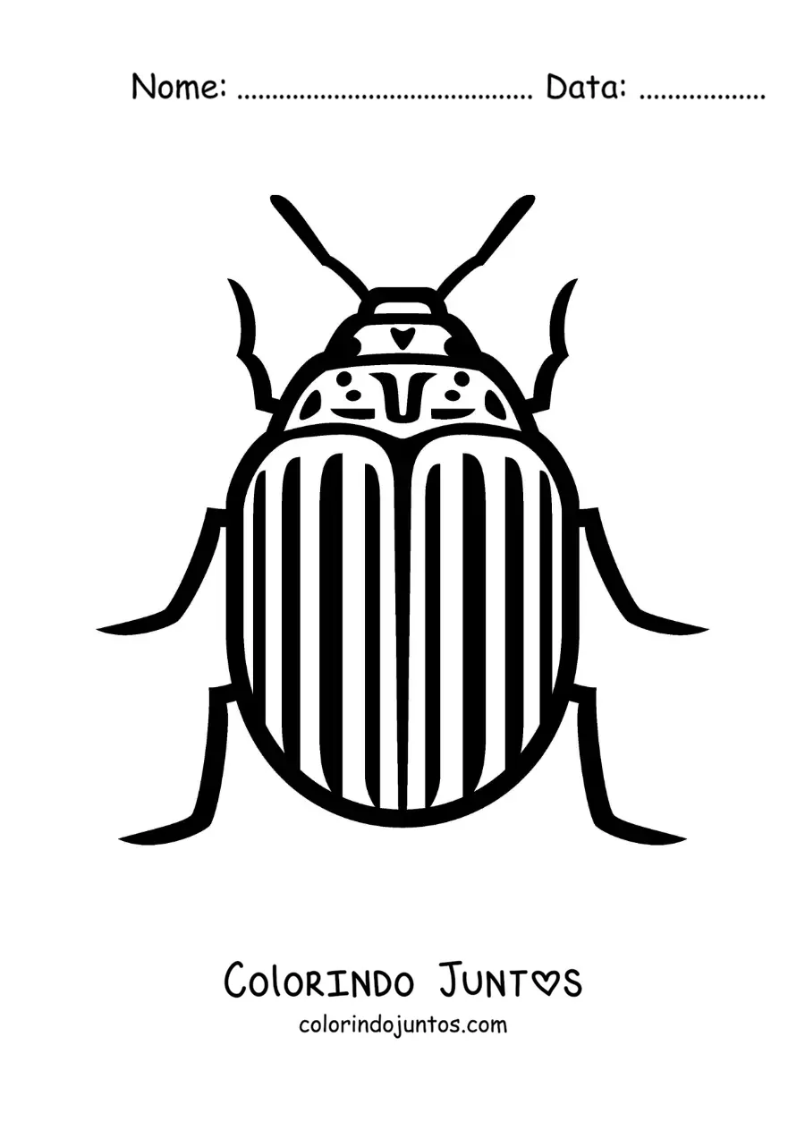 Desenho para colorir de besouro-da-batata fácil