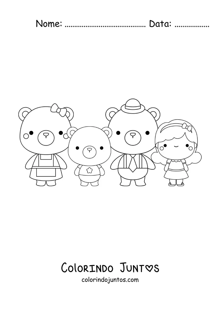 Desenho para colorir de Cachinhos Dourados e os três ursos