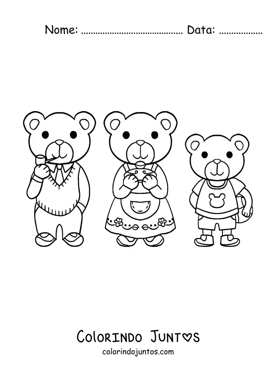Desenho para colorir dos três ursinhos