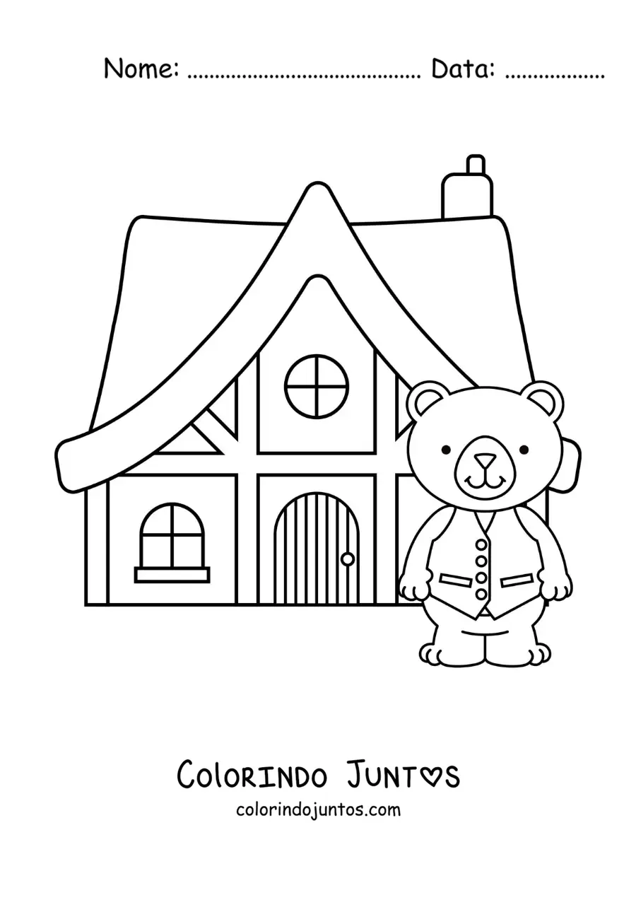 Desenho para colorir da casa dos três ursinhos