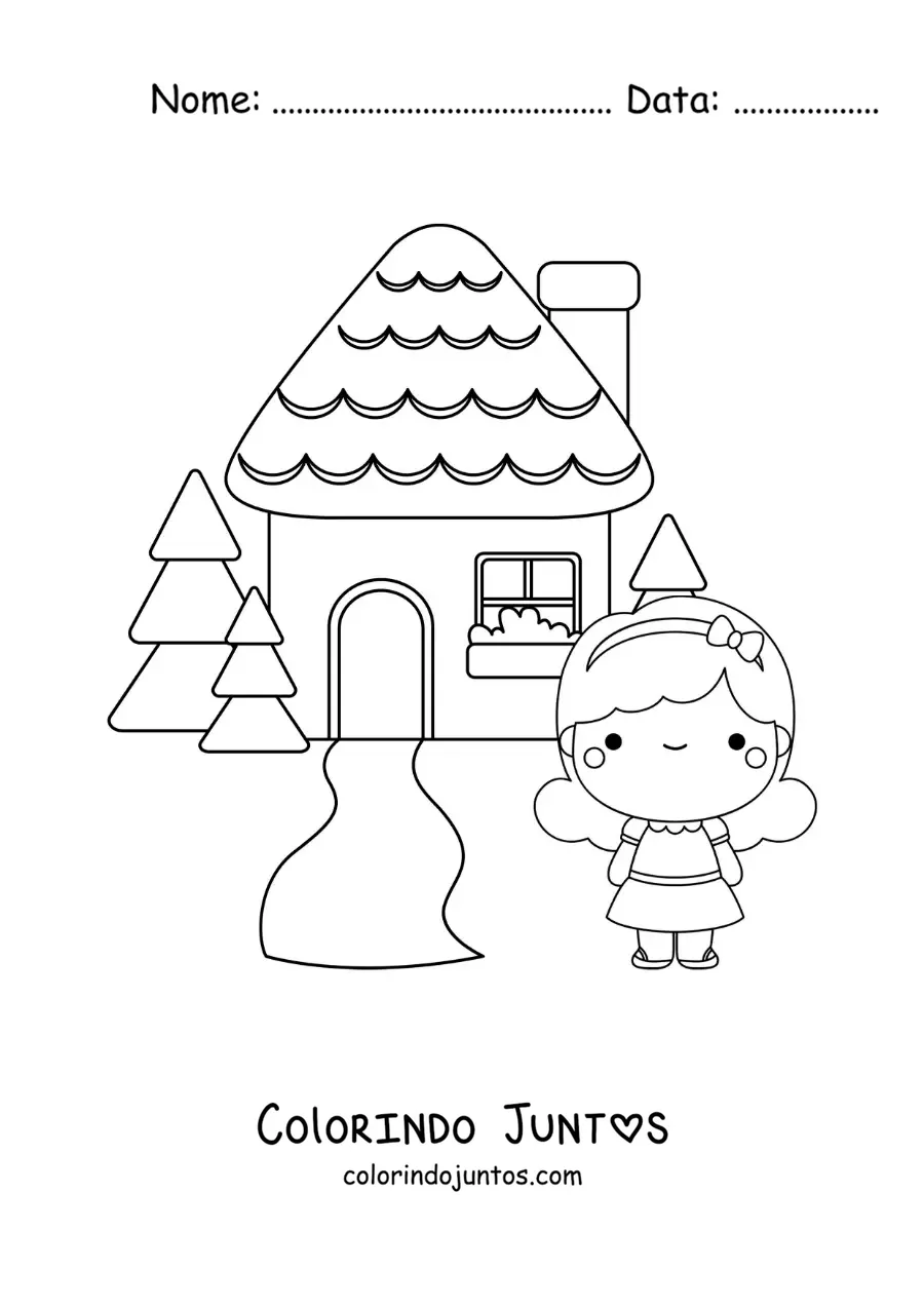 Desenho para colorir de Cachinhos Dourados na casa dos três ursinhos
