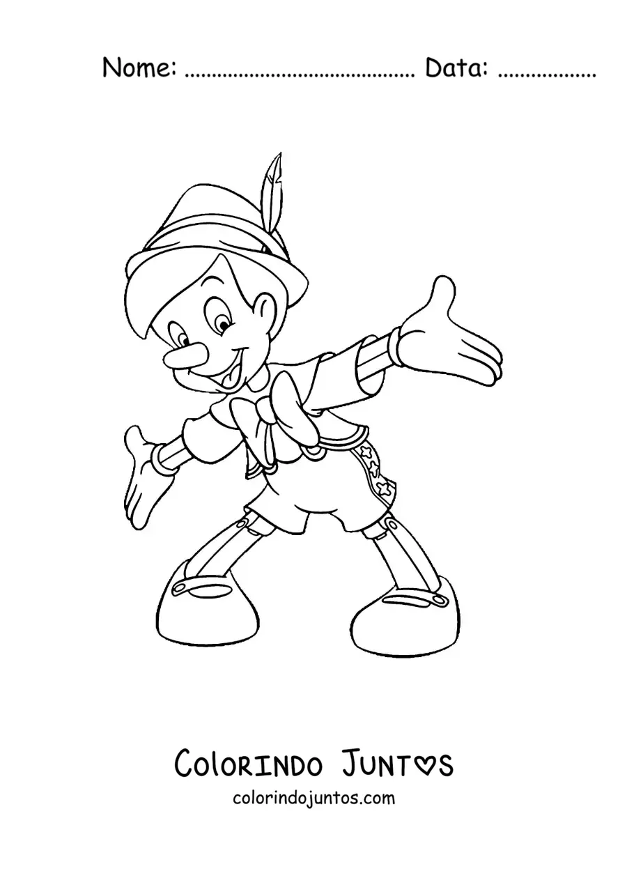 Desenho para colorir de Pinóquio animado